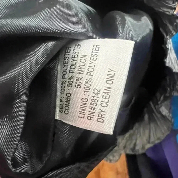 Vintage Silver Satin Crepe Shift Dress With Flower Metallic Women's Size 10 - Picture 9 of 9